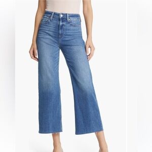 PAIGE Anessa Raw Hem Wide Leg Jeans Rock Show Distressed 29